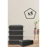Mikasso 5 Adet Kapitone Desenli Bazaaltı Hurç 60X40X22(GRİ) Tela 60 x 40 Gri Tr