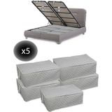 Mikasso 5 Adet Kapitoneli Bazaaltı Hurç 60X40X22 - Büyük Boy Baza Hurcu(Beyaz) Tela 60 x 40 Beyaz Tr