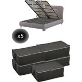 Mikasso 5 Adet Kapitoneli Bazaaltı Hurç 60X40X22 - Büyük Boy Baza Hurcu(Gri) Tela 60 x 40 Gri Tr