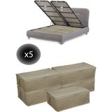 Mikasso 5 Adet Kapitoneli Bazaaltı Hurç 60X40X22 - Büyük Boy Baza Hurcu(Krem) Tela 60 x 40 Bej Tr