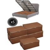 Mikasso 5 Adet Kapitoneli Bazaaltı Hurç 60X40X22 - Büyük Boy Baza Hurcu(Taba) Tela 60 x 40 Kahverengi Tr