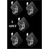 Mikasso 5 Adet Kendinden Yapışkanlı Tekli Banyo, Mutfak, Dolap Vb. Askı Aparatı Beyaz