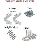 Mikasso 5 Adet L Demir Dolap Sabitleme 15*75*75 Masa Gönye Vida Dubel,mobilya Dolap Köşe Bağlantı Sabitleme
