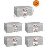 Mikasso 5 Adet - Pencereli Yastık Yorgan Hurcu 75 x 40 x 40 cm - Gri Puantiyeli Polipropilen 75 x 40 Gri