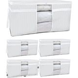 Mikasso 5 Adet - Pencereli Yorgan Hurcu Mega Boy 75 x 40 x 40 cm - Gri Çizgili Tela 70 x 40 Gri