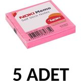 Mikasso 5 Adet Postit 75MM X75MM Yapışkanlı Kağıt 80 Yaprak Pembe Yapışkanlı Not Kağıdı - Çok Renkli