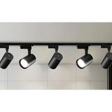 Mikasso 5 Adet Siyah Kasa ve Beyaz Işık 360 Derece Dönen LED Ray Spot Lamba ve 1 mt Raylı Armatür Sac 5 Beli - Çok Renkli