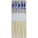 Mikasso - 5 Adet Yıkanabilir Bambu Chopsticks Çin Yemek Çubuğu Bambu Kahverengi