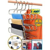 Mikasso 5 Katlı Metal Pantolon Elbise Askısı Giysi Eşarp Fular Havlu Kravat Düzenleyici mt Metal Metalik