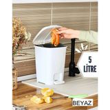 Mikasso 5 Litre Beyaz Kare Pedallı Çöp Kovası - Mutfak Tezgah Üstü, Banyo ve Ofis Için Çöp Kovası Plastik Be - Çok Renkli