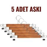 Mikasso 5 Parça 5 Adet Ahşap Askılık Mandallı Etek Askısı Elbise Askısı Etek Ahşap Metalik Ahşap Siyah Tr
