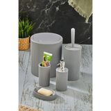 Mikasso 5 Parça Lüx Banyo Seti Yuvarlak Click Çöp Kovası Diş Fırçalık Sıvı-Katı Sabunluk Tuvalet Fırça Plast - Çok Renkli