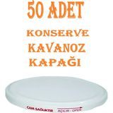 Mikasso 50 Adet Konserve Kapağı Beyaz 82 mm Silikonlu - Konserve Kavanoz Kapağı Orijinal Kapak Sbk Metal Bey