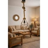 Mikasso 50 cm Halat ve Telli Tekli Otantik Sarkıt Avize Krom 1 E27 Kahverengi Salon / Oturma Odası - Çok Renkli