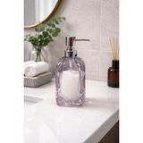 Mikasso 500 ml Cam Sıvı Sabunluk Krom Başlıklı Şeffaf Cam Sabun Dispenseri, Banyo Mutfak Tezgah Üstü Cam Pem - Çok Renkli