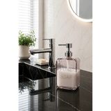 Mikasso 500 ml Pure Cam Sıvı Sabunluk Şeffaf Banyo Mutfak Sabun Dispenseri 18,5 x 10 cm Cam Pembe - Çok Renkli