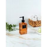 Mikasso 500 ml Tezgah Üstü Cam Sıvı Sabunluk Deterjanlık Mutfak Banyo (2 Adet Etiket) Cam Kahverengi - Çok Renkli