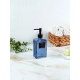 Mikasso 500 ml Tezgah Üstü Cam Sıvı Sabunluk Deterjanlık Mutfak Banyo (2 Adet Etiket) Cam Lacivert - Çok Renkli