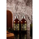 Mikasso 500ML Amber Cam Vintage Desenli El Sabunu ve Bulaşık Deterjanı Şişesi Cam Yeşil - Çok Renkli