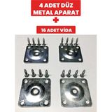 Mikasso 50X50 M8 Sehpa Ayak Bağlantı Sac Aparatı Düz (4 Adet) 16 Adet Vida Metalik