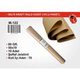 Mikasso 50X70 cm Kraft Ambalaj ve Hediye Paketleme Kağıdı - 80 Gr. Kalın (10 Adet Rulo - Kırışıksız) Kraft K - Çok Renkli