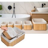 Mikasso 5'li Bambu Hasır Sepet Çok Amaçlı Bambu Hasır Sepet Banyo Sepet Banyo Organizer Bambu Kahverengi - Çok Renkli