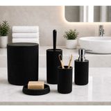 Mikasso 5’li Banyo Seti Çizgili Tasarım – 6,25 L Çöp Kovası + Wc Fırçası + Sıvı Sabunluk + Diş Fırçalık + Ka - Çok Renkli