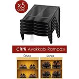 Mikasso 5'li Çiftli Ayakkabı Rampası Plastik Siyah