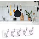 Mikasso ® 5'li Güçlü Yapışkanlı Şeffaf Duvar Askısı Banyo Mutfak Yici Pratik Askılık Ahşap Çok Renkli