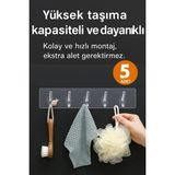 Mikasso 5'li Kendinden Yapışkanlı Şeffaf Askı, Kapı Askısı, Duvar Askısı, Banyo Askılık Beyaz - Çok Renkli