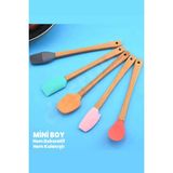 Mikasso 5'li Mini Bambu Spatula Seti - Yumurta Fırçalı - Mini Boy - Bambu Saplı - Bebeklere Uyumlu Silikon Ç