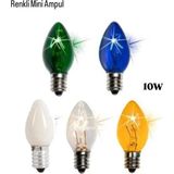 Mikasso 5li Renkli Küçük Ampul Mum Ampul E14 Renkli Ampul Duylu C7 10W Tuz Lambası Ampulü Gece Lambası Ampul - Çok Renkli