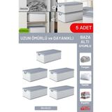 Mikasso 5'li Set - Geometrik Çizgili Büyük Boy Baza Altı & Çekyat Altı Hurç (65 x 45 x 22 Cm) Tela 45 x 65 B