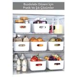 Mikasso 6 Adet 3.5 Lt Dolap Içi, Buzdolabı Düzenleyici, Banyo, Mutfak Organizeri Sepet Beyaz 24CM16CM11CM Pl