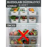 Mikasso 6 Adet 4 Lt Dolap Içi, Buzdolabı Düzenleyici, Banyo, Mutfak Organizeri Sepet Beyaz 24CM16CM11CM Plas