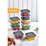 Mikasso 6 Adet - 550ML Orta Kapaklı Gıda Saklama Kabı | Buzdolabı Düzenleyici Kahvaltılık - 10X10X5,5 cm Pla