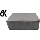Mikasso 6 Adet Antrasit Çizgili Büyük Boy Baza Altı Hurç - 64X45X22 cm | Fonksiyonel Saklama Çözümü Poliprop