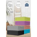 Mikasso 6 Adet - Baza ve Çekyat Tipi Hurç 64 x 45 x 22 cm Renkli Nefes Alabilen Kumaş Çok Renkli