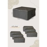 Mikasso 6 Adet Düz Antrasit Büyük Boy Hurç - 65X45X22CM Tela 65 x 46 Gri Tr
