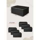 Mikasso 6 Adet Düz Gri Büyük Boy Hurç - 65X45X22CM Tela 65 x 46 Gri Tr