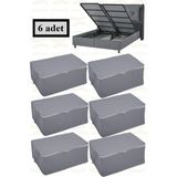 Mikasso 6 Adet Kapitone Desenli Baza Altı Saklama Hurcu 60X40X22 (Antrasit) Tela 60 x 40 Gri