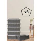 Mikasso 6 Adet Kapitone Desenli Bazaaltı Hurç 60X40X22(ANTRASİT) Tela 60 x 40 Gri Tr