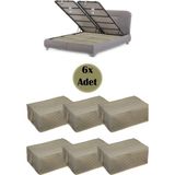 Mikasso 6 Adet Kapitoneli Baza Altı Hurç 60X40X22 (Krem) Tela 60 x 40 Bej Tr