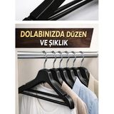 Mikasso 6 Adet Lüks Ahşap Görünümlü Plastik Elbise & Kıyafet Askısı – Dayanıklı Gardırop Askılığı Plastik Si