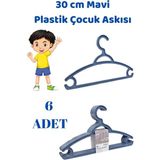 Mikasso 6 Adet Mavi Çocuk Plastik 30 cm Kıyafet Askısı Elbise Askısı Plastik Mavi