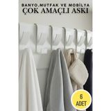 Mikasso 6 Adet Mutfak Banyo Dolap Askılığı Havlupan Askılığı Pratik Askı Plastik Beyaz Tr