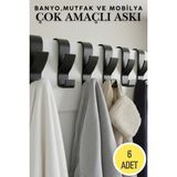 Mikasso 6 Adet Mutfak Banyo Dolap Askılığı Havlupan Askılığı Pratik Askı Plastik Siyah Tr