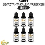 Mikasso 6 Adet Tahta Kalemi Mürekkebi 100 ml - Siyah Tahta Kalem Mürekkebi - Çok Renkli