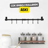 Mikasso 6 Kancalı Ferforje Metal Çok Amaçlı Kahve Köşesi, Mutfak, Banyo Dekor Kupa,fincan ve Kaşıklık Askısı