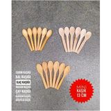 Mikasso 6 Lı Mini Ahşap Tadım Kaşığı Şeker , Bal , Macun Kaşığı Daldız , Baharat Ölçek , Hediyelik 13 cm Ahş